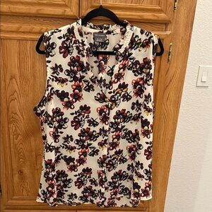 Van Heusen Floral Sleeveless Blouse - White and Red